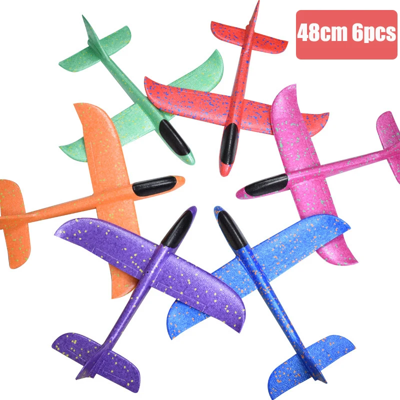 36CM 48cm Foam Glider Planes 6/10PCS Airplane Hand Throwing Toy Flight Mode Plane Model Aircraft for Kids Outdoor Sport Children