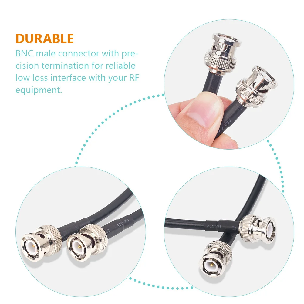 1 متر Rg58 ذكر إلى ذكر كابل محوري خسارة منخفضة 95 جديلة تغطية النيكل مطلي موصل مطلية بالذهب النحاس الاتصالات