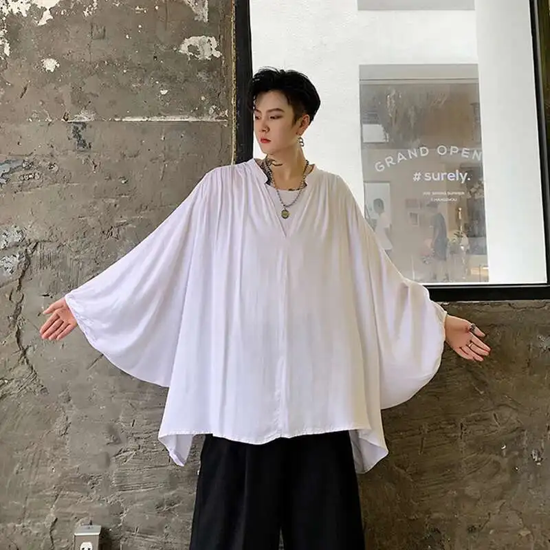 Vertical Retro NEW Loose Pullover Shirt Dark V-Neck Autumn Men's Baton Sleeve