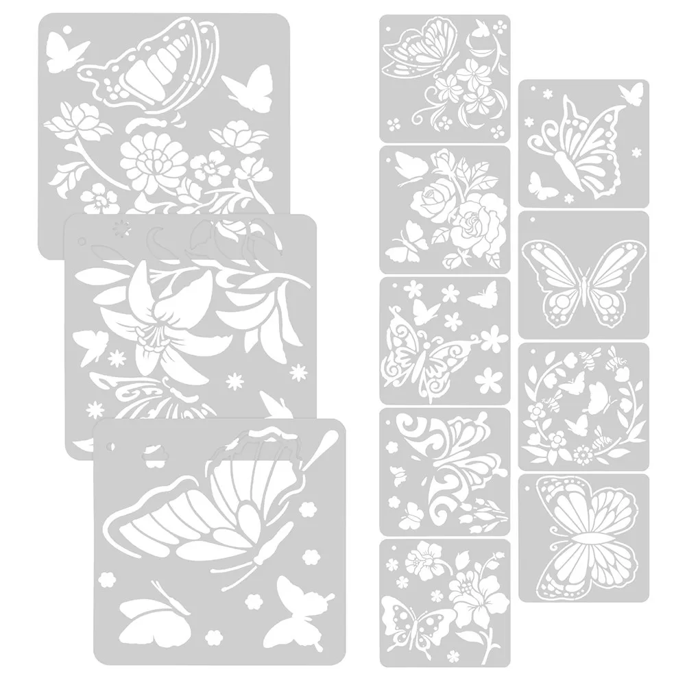 

Набор из 12 трафаретов для рисования цветов на стенах, кирпичной кладке, для поделок, бордюров, бантов, пластиковый шаблон для распыления и рисования