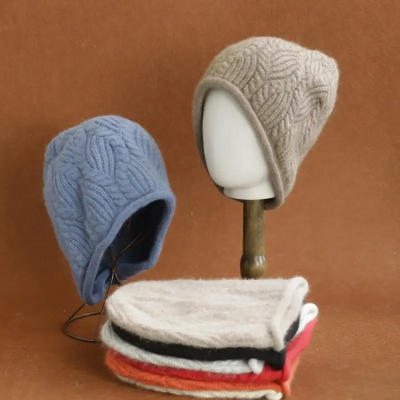 2026 Neue Y2K Herbst-Winter Warme Wollmütze für Damen, Modische Vintage-Kaninchenfellmütze, Vielseitige Faltbare Strickmütze – Detail 16