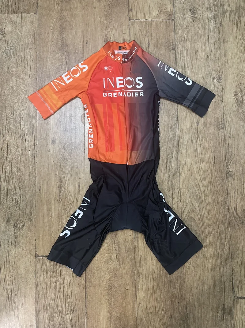 MEN'S CYCLING WEAR CYCLING JERSEY BODY SUIT SKINSUIT WITH LASER CUT 2024 INEOS GRENADIER  TEAM GEL PAD SIZE XS-4XL