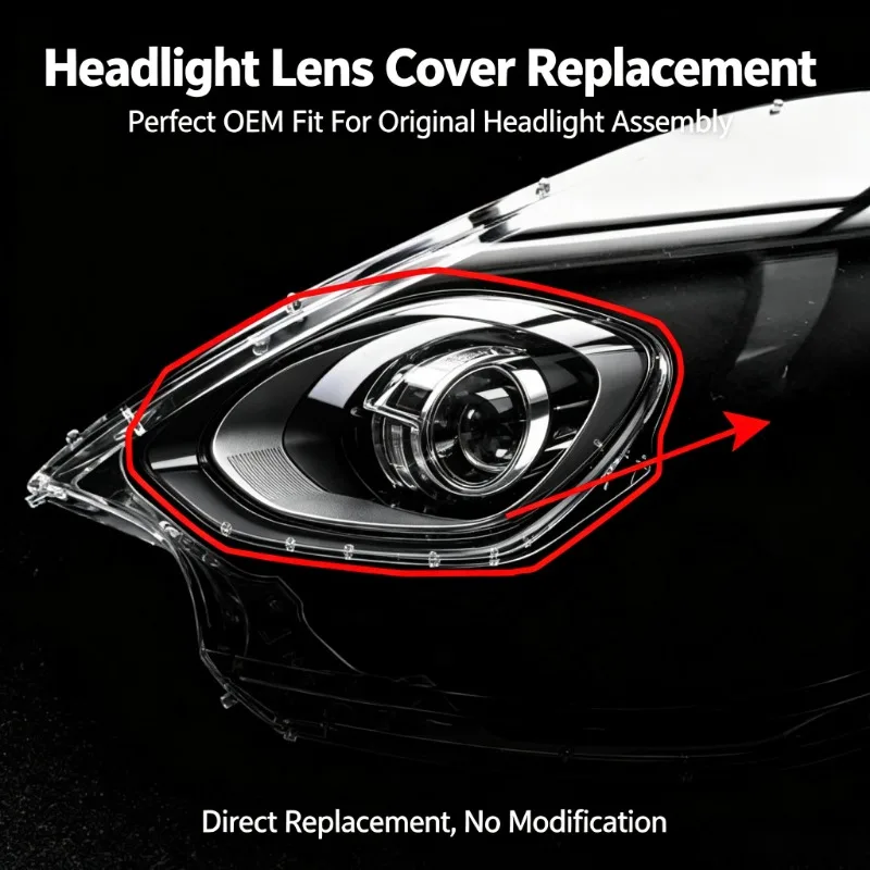 Moggic Fit For 2014 2015 2016 2017  Macan Front Clear Outer Headlight Transparent Lens Cover Left Right Replacement
