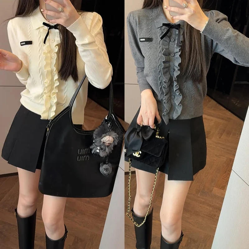 

Mimius Korean Sle Slim Fit Long Sve Knitted Cardigan Women Soft Cozy Commute Sweater Gentle Sle Woolen Coat for Girls