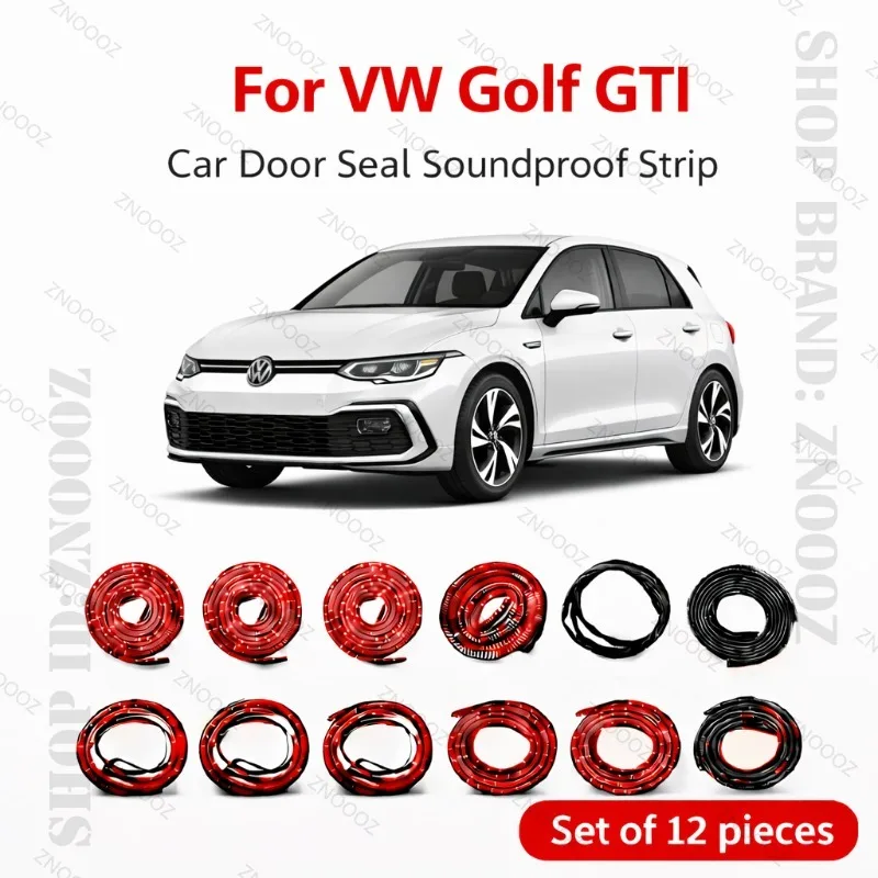 

For VW Golf GTI Car Door Seal Strip Rubber Double Layer Soundproof Dustproof Waterproof Door Weatherstrip 12PCS Set