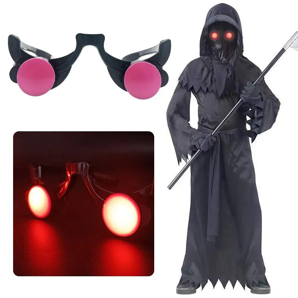 Traje de halloween cosplay masquerade light-up led óculos brilhantes demônio traje led luminoso brilho óculos olhos vermelhos palhaço cosplay