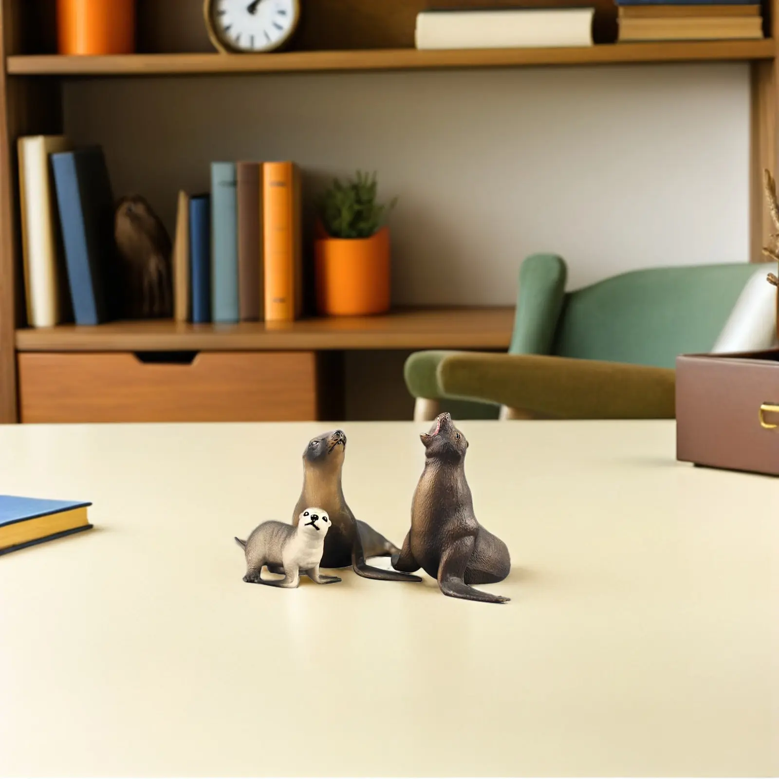 

3Pcs Sea Lion Family High Simulation Marine Animal Educational Playset for Children Desktop Decoration Color Cognition