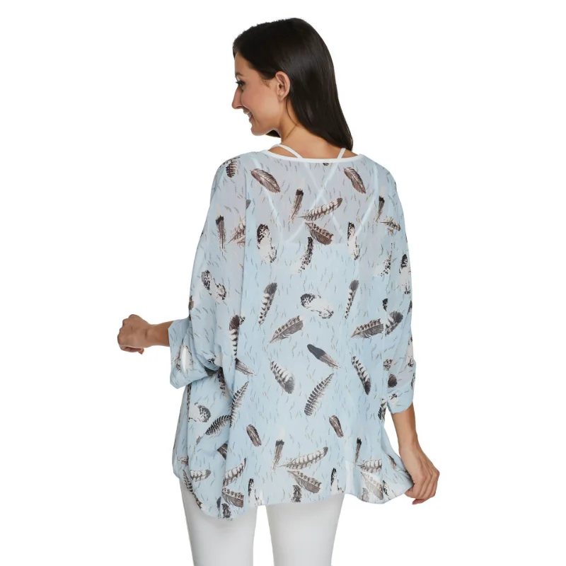 4386 Camisa de gasa bohemia de moda para mujer, ropa de protección solar para vacaciones en la playa, cubierta de Bikini