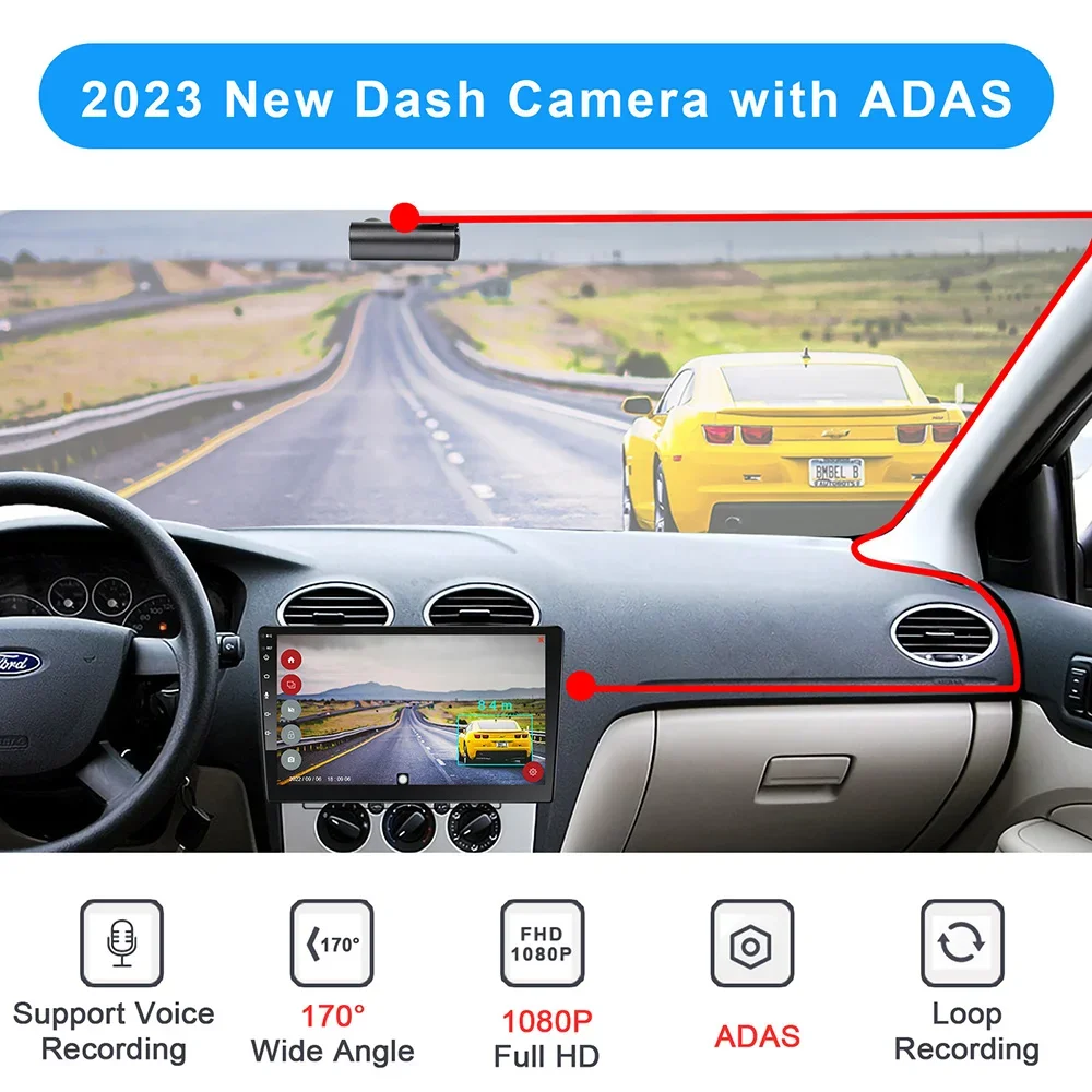 USB 1080P ADAS Car DVR Camera Front View Camera Waterproof HD Recorder Dash Cam Loop recording For Autoradio AV Port TF Card