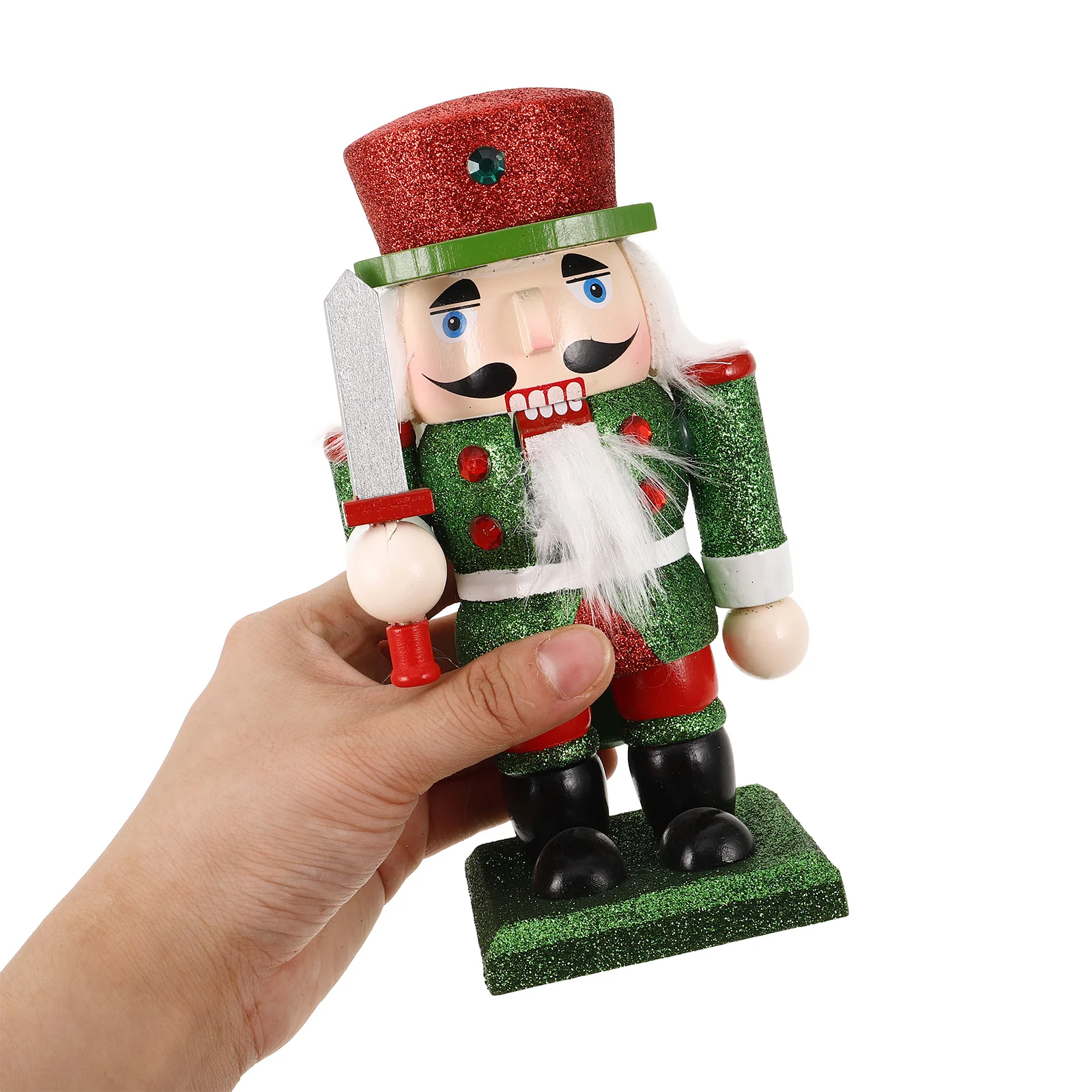 Wooden Nutcracker Christmas Decoration, Classic Soldier Tabletop Decor, Xmas Wood Ornament Holiday Display