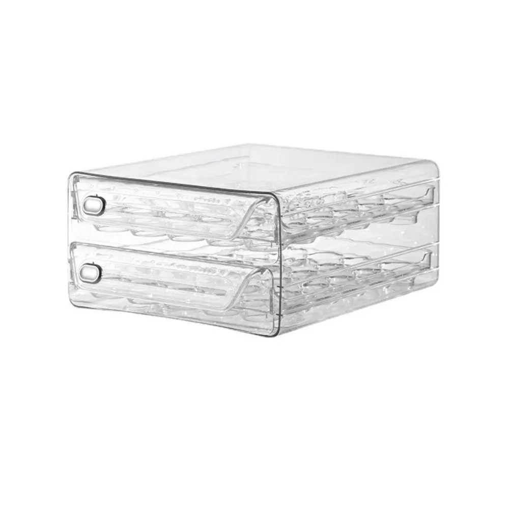 Transparent Egg Storage Box Double Layer Clear Plastic Egg Holder Time Scale Large Capacity Egg Storage Rack Drawer Organizer