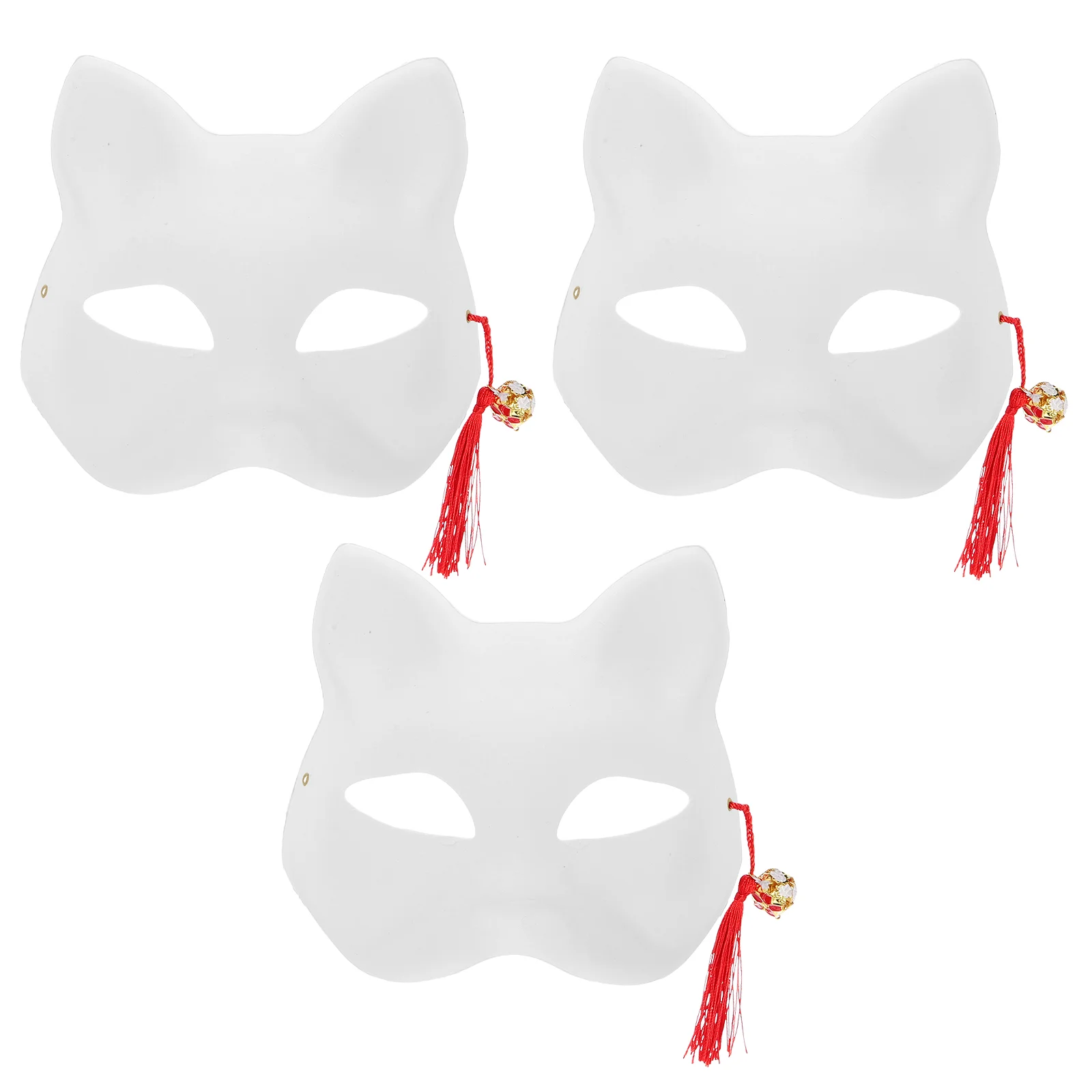 

3 Sets White Hand Painted Mask Cat Masquerade Halloween Masks Wolf Blank Fox Animal Paintable Paper Makeup