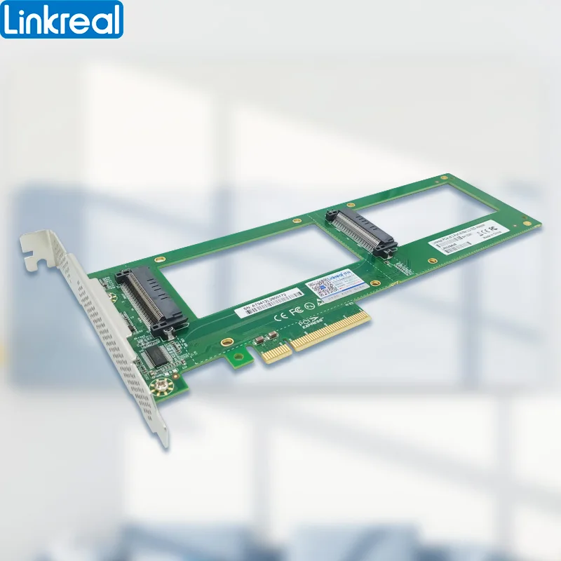 Linkreal 2X U.2 SFF-8639 SSD to PCI Express 3.0 Gen 3 X8 Card U.2 NVMe SSD Adapter-LRNV94N8