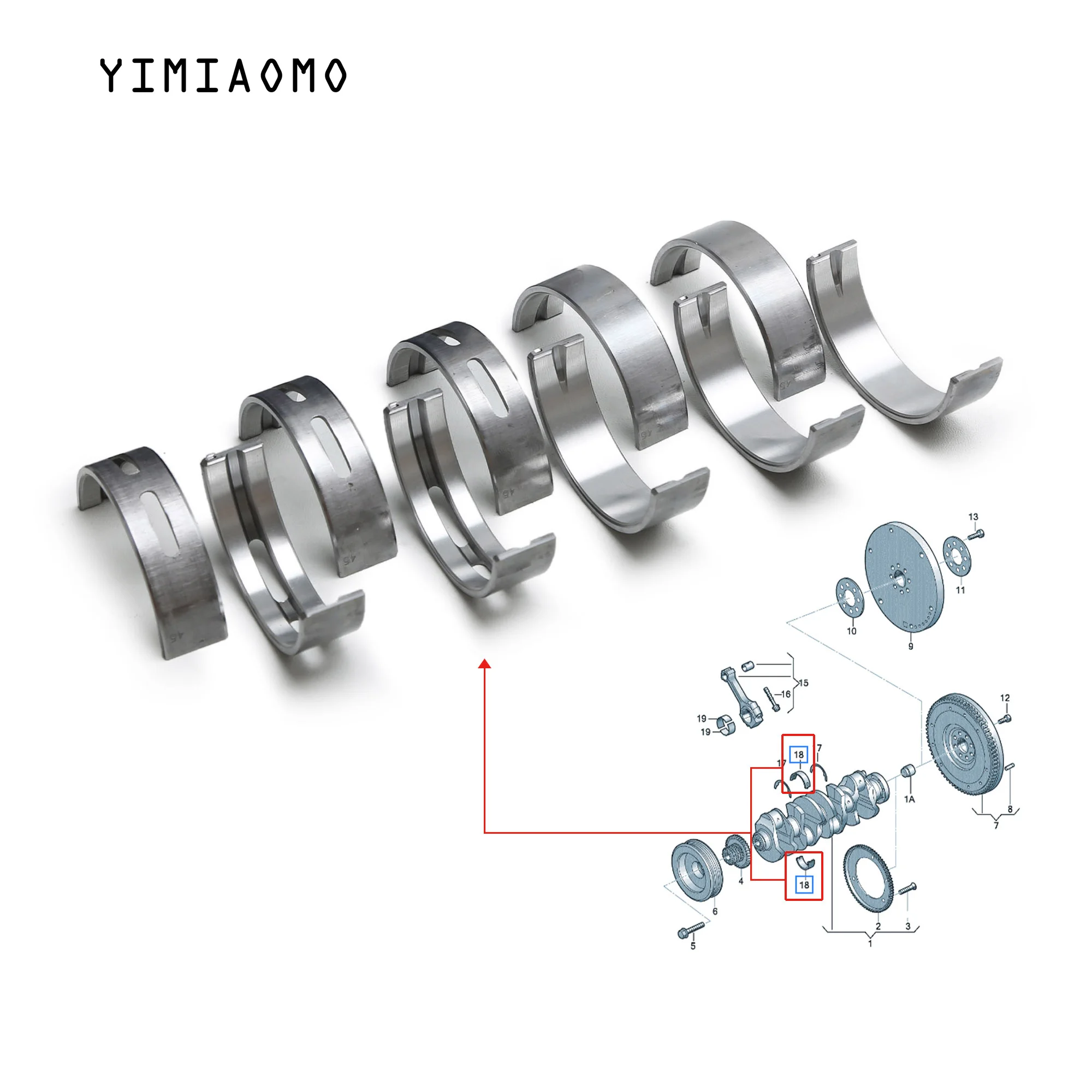 

1.8T Engine Crankshaft Bearing Set 06H105561K For VW GOLF PASSAT JETTA AUDI A1 A3 A4 A5 A6 A7 Q3 Q5 Q7 TT