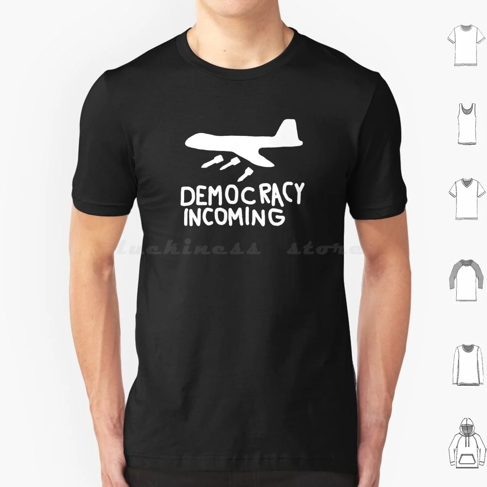 Incoming ( White ) T Shirt Cotton Men Women Diy Print Pacifist Bomber Military Politically Bombs Monochrome War On Terror