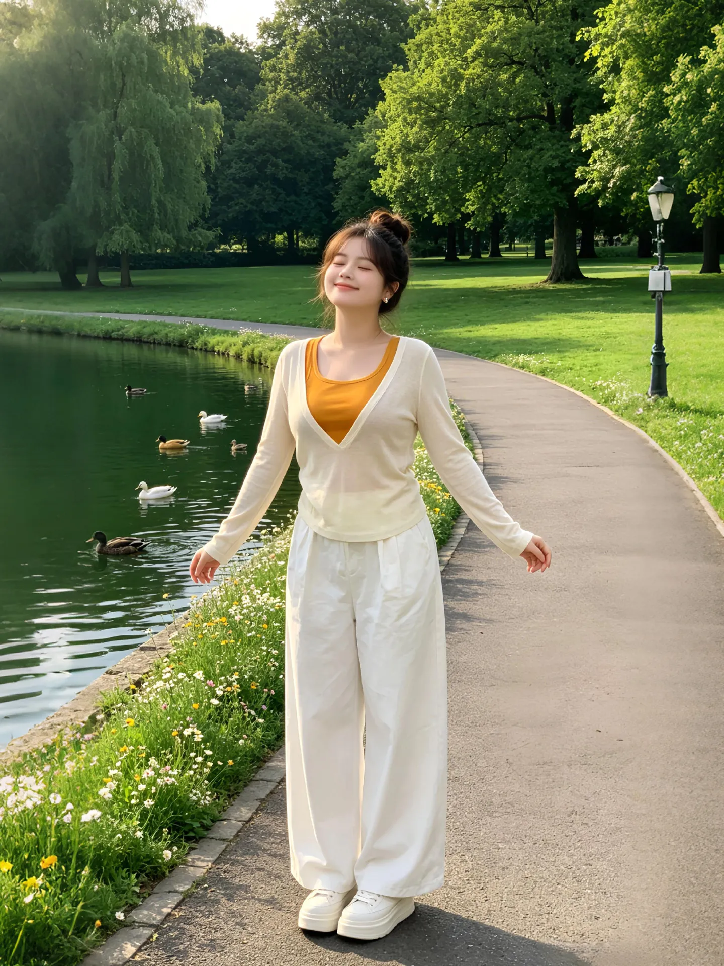 

Orange Knitted Pure Color Vest Women's Fashionable Summer New Arrival Breathable Lightweight V-Neck Two-Piece Set Ensemble