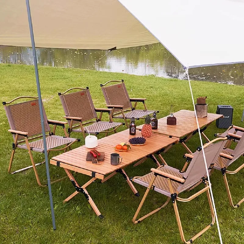 

Y Outdoor camping aluminum alloy portable folding table camping combination outdoor rattan chair table and chair