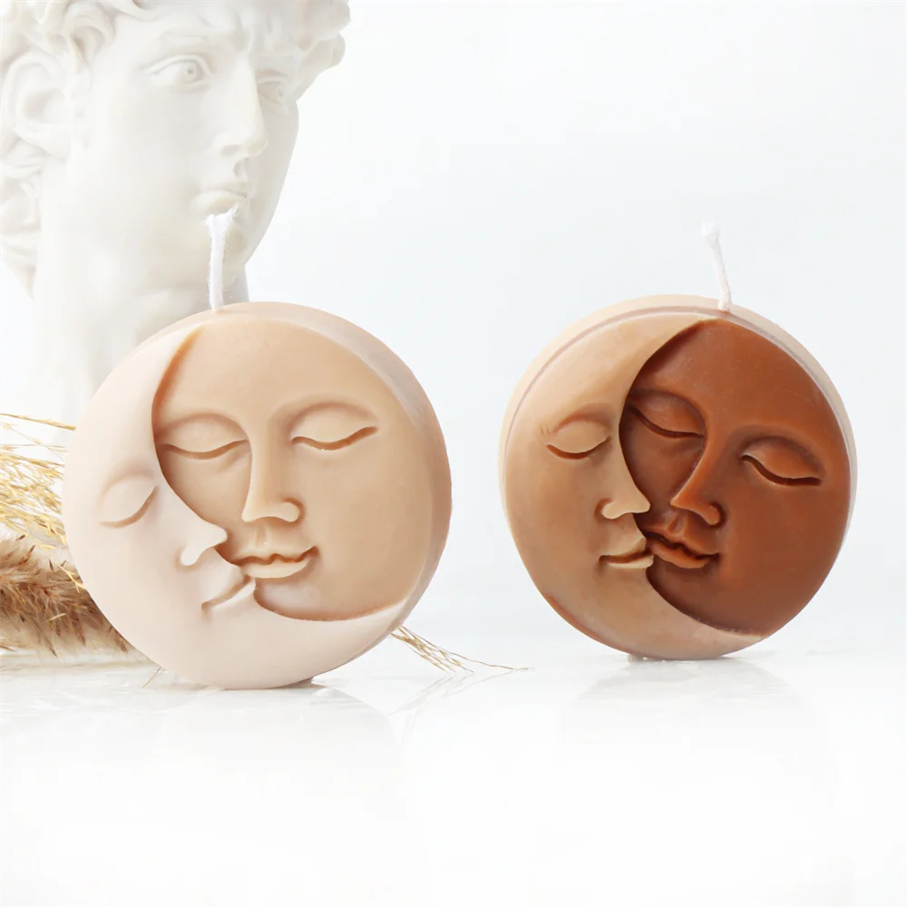 

Creative Sun and Moon Face Soap Mold Silicone Mould for Handmade Bath Bomb Lotion Bar Polymer Clay Wax Crayon Cake Candy Jewelry