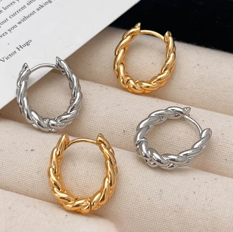 

Real 925 Sterling Silver 18K Gold Distorted Letter U Hoop Earrings for Women Minimalist Classic Fine Jewelry Accessories