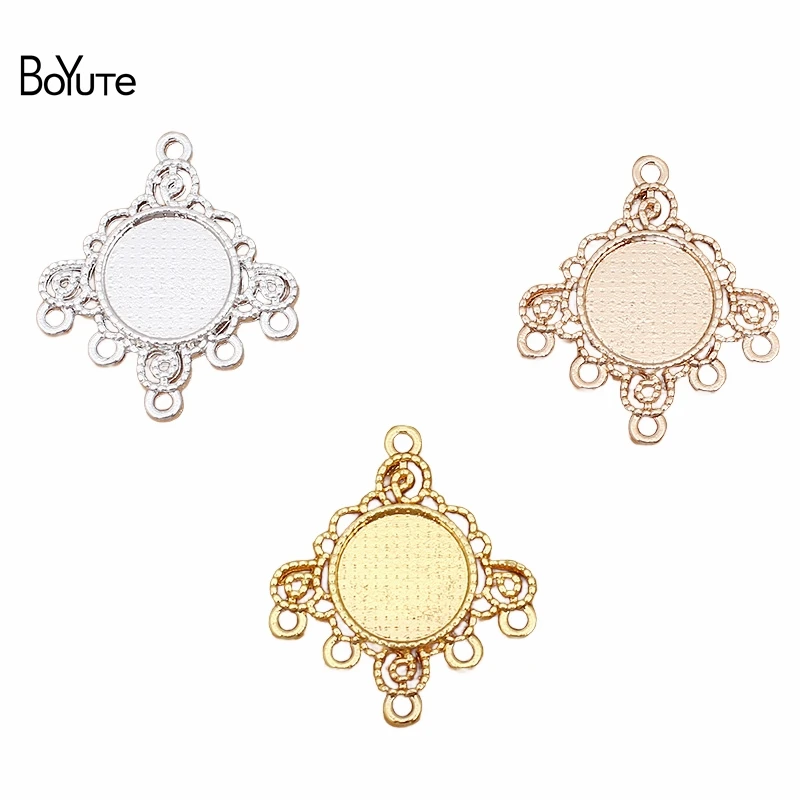 

BoYuTe (50 Pieces/Lot) 26*29mm Alloy Porous Connector Pendant with 12mm Blank Base DIY Hand Made Jewelry Accessories Parts