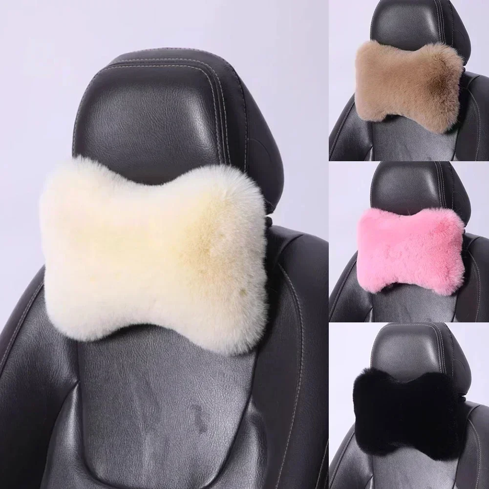 Winter Car Seat Neck Rest Pillow Plush Car Headrest Plush Cushion Warmth and Comfort Universal Lumbar Pillow Support Accessories