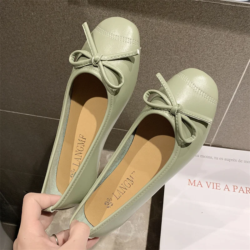 New Designbrand Women Sandals Flat Heel Bow Tie Female Ballet Shallow Mixed Color Shoes Ladies Concise Soft Cozy Walking Shoes