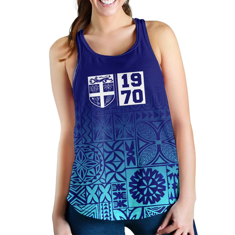 Harajuku Summer 3D Print Flying Fijians Tank Top Women Fiji Emblem Fijian Pride Graphic Tank Tops Cool Fashion Gym Clothing Men