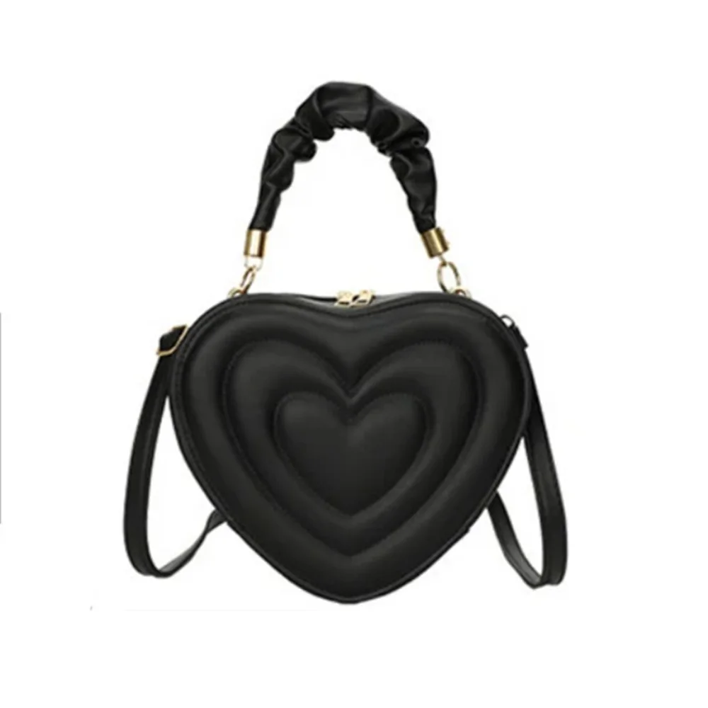 1Pcs Fashion Love Heart Shape Shoulder Bag Small Handbags Designer Crossbody Bags For Women Solid Pu Leather Top Handle Bag