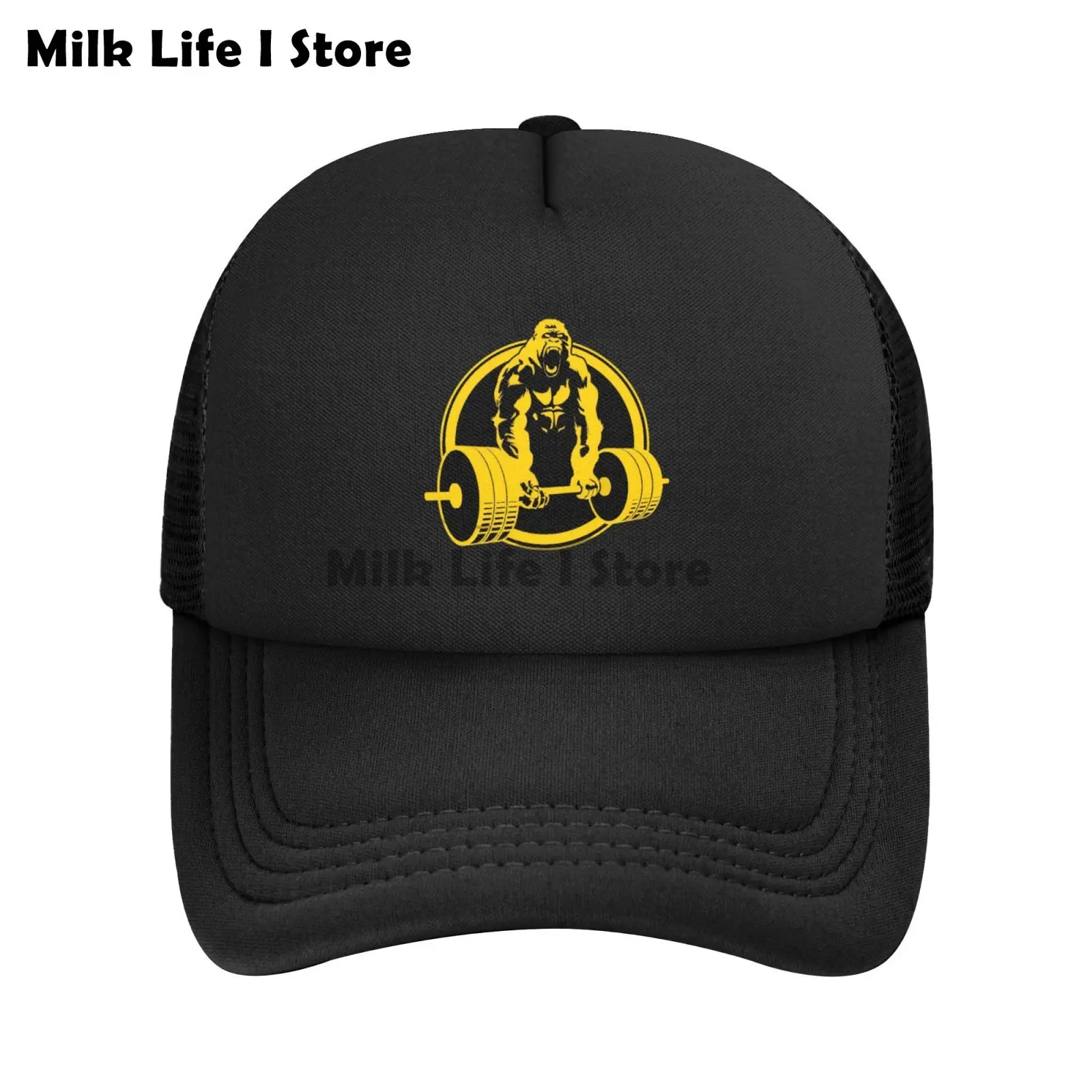 Washed Men's Baseball Cap Gym Gorilla Bodybuilding Fitness Trucker Snapback Caps Dad Hat Animal Weightlifting for Unisex