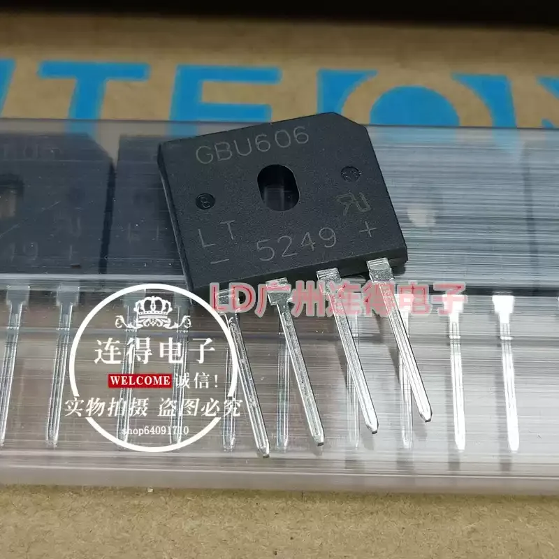 10-100psc Taiwan Guangbao LT rectifier bridge GBU606 6A/600V thin bridge flat bridge brand new original