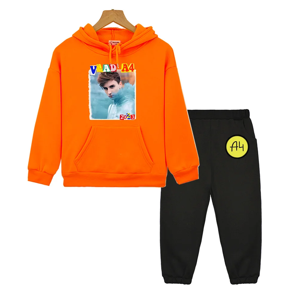 Влад A4 Бумага Merch Vlad Lamba Hoodie Sets Children Cartoon Graphic Sweatshirt Streetwear Kawaii Boys and Girls Pullover Casual