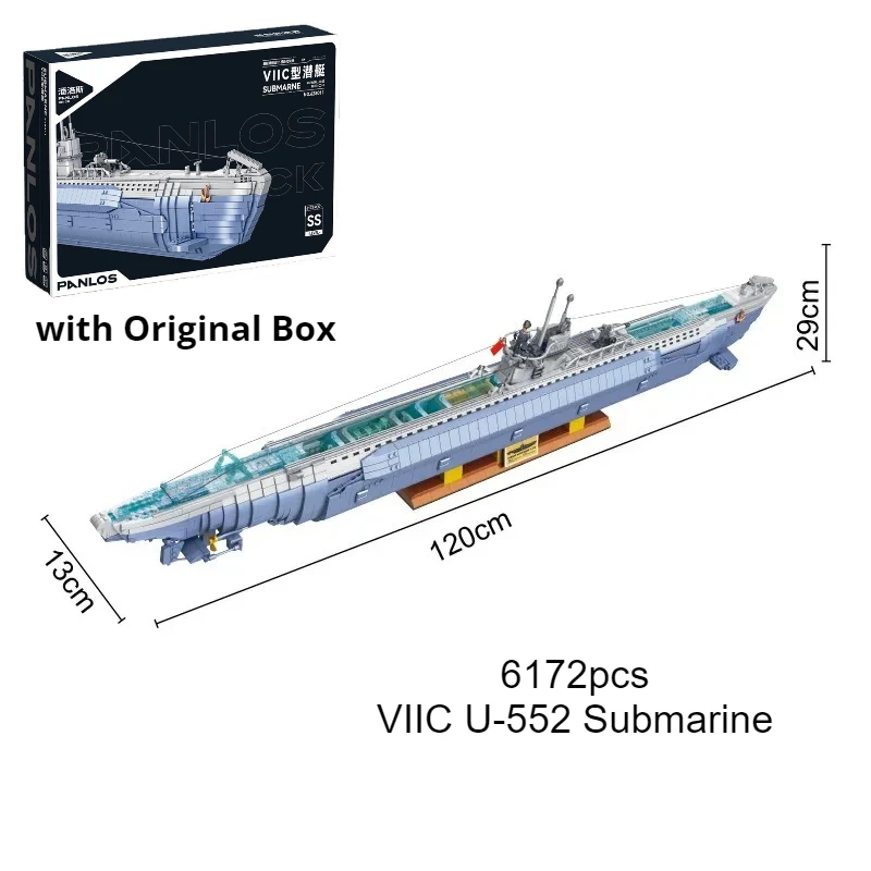 Super 6172PCS Military VIIC U-552 Submarine Bricks Creativity MOC Naval Warfare Battle Building Blocks Toys for Boys Adult Gifts
