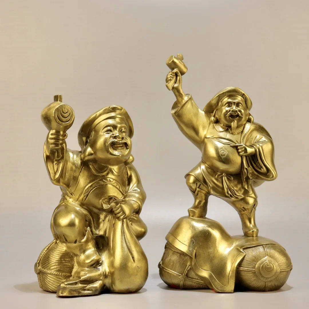 Wholesale exquisite figure Buddha statue ornaments made of brass, big black sky, Japanese god of wealth, Ebisu home decoration