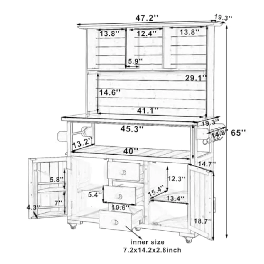Outdoor Potting Bench Table with Hutch, Fir Wood Garden Workstation with Storage and Stainless Steel Countertop, Wooden Gardeni