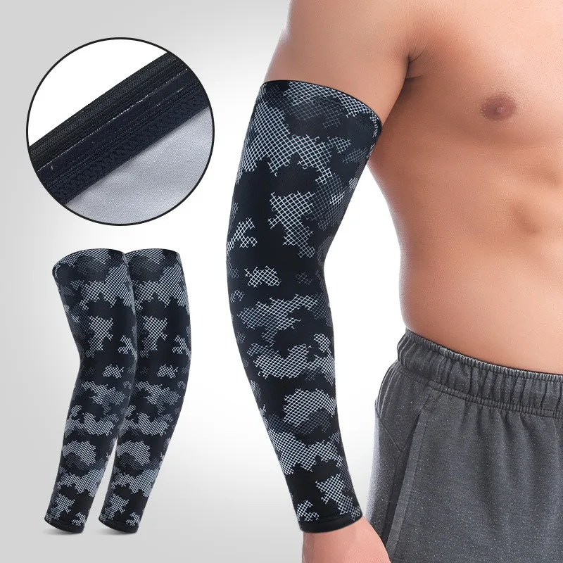 Men Women Breathable Sunscreen Arm Sleeves Compression Support for Basketball Running Tennis Badminton Cycling Elbow Guards