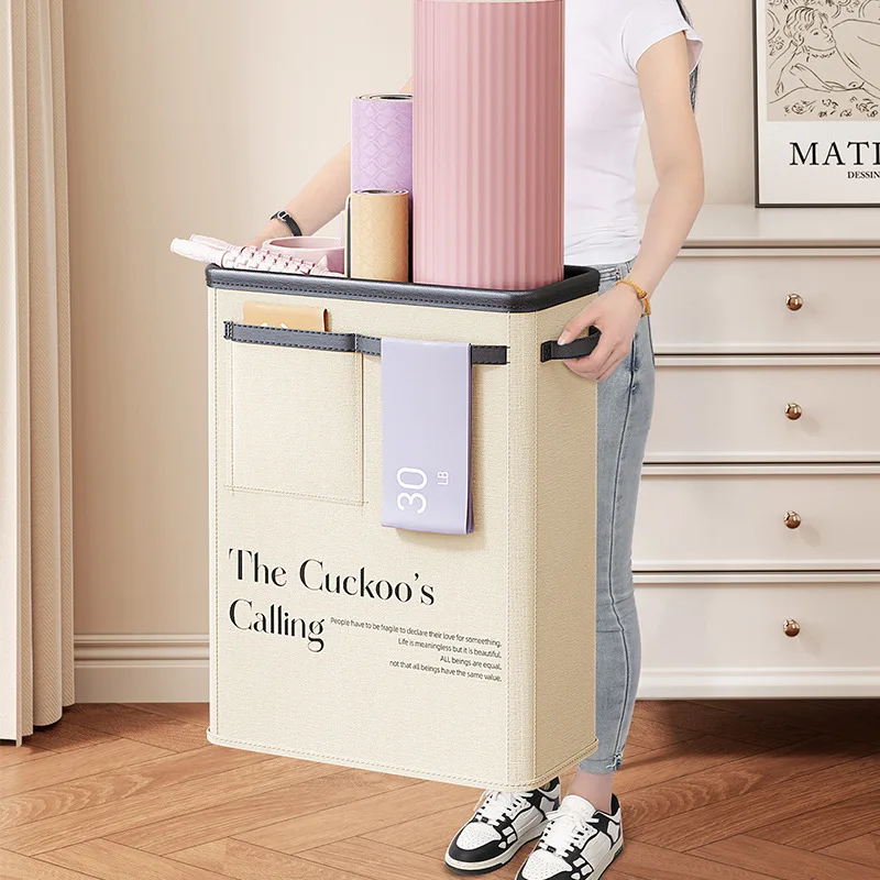 Foldable Oxford Cloth Storage Basket Large Capacity Yoga Mat Sports Fitness Equipment Organizer Household Laundry Basket