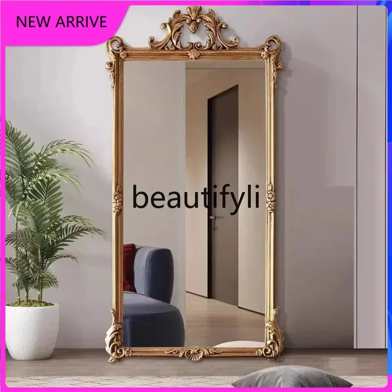 b573 Винтажное зеркало в полный рост, гардеробная, гостиная, зеркало в полный рост специальной формы, настенное резное напольное зеркало