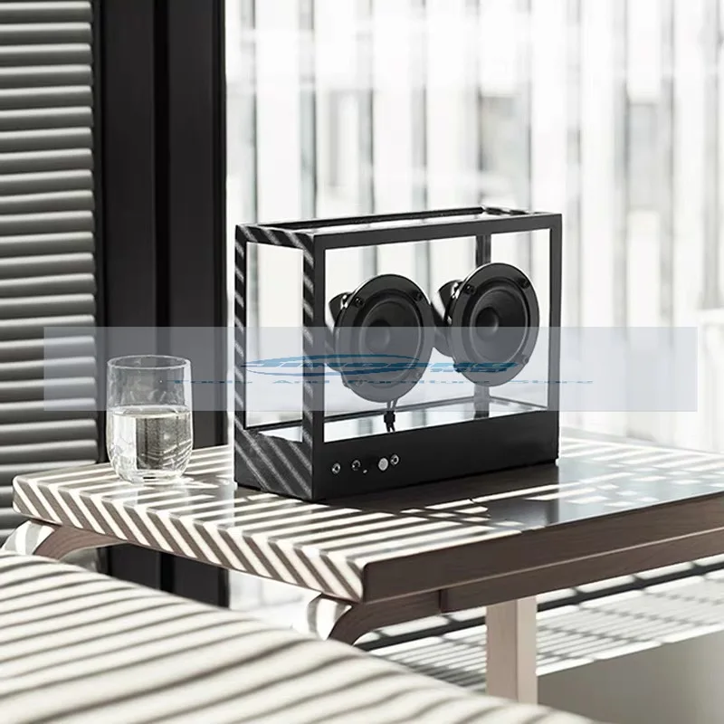 

Modern creative home accessories creative transparent acrylic metal subwoofer audio simple bluetooth speaker ornament