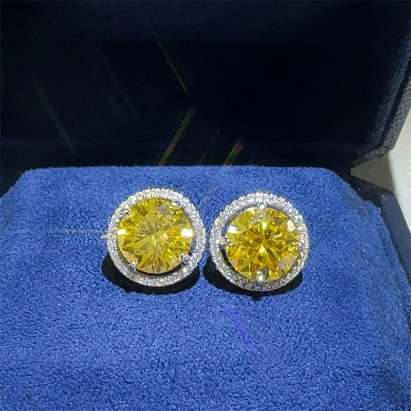 

Luxury 3/5ct Yellow Moissanite Diamond Stud Earring 925 sterling silver Engagement Wedding Earrings for Women Promise Jewelry