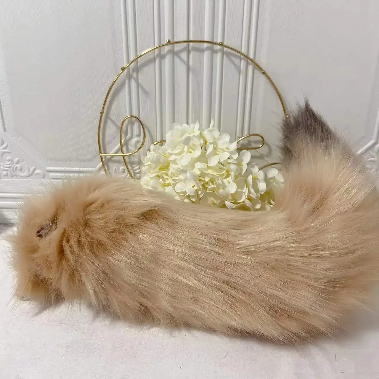 Copricapo per capelli con orecchio di lupo marrone fatto a mano personalizzato, anime, bestia, coda di orecchio, animale, lupo, gatto, volpe, per cosplay di Halloween