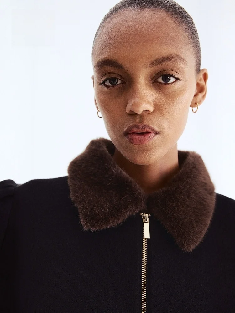 

Faionable Casual HM2025 Женский ор Кардиган с воротником-стойкой, универсальная осенняя новинка, полиэстер, акрил, нейлон, смесь шерсти