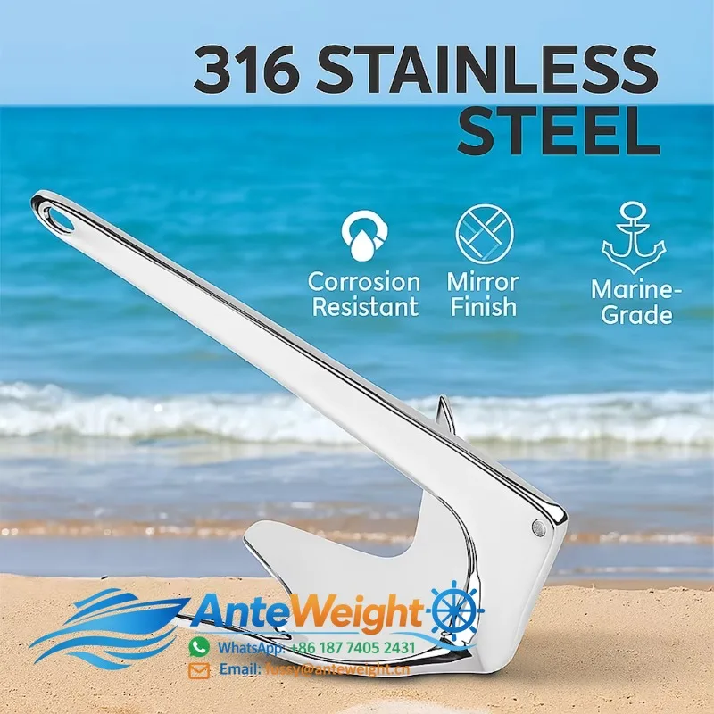 1-25KG Bruce Anchor 316 Stainless Steel Marine Accessories for Boat Heavy Duty Marine Yacht Anchor