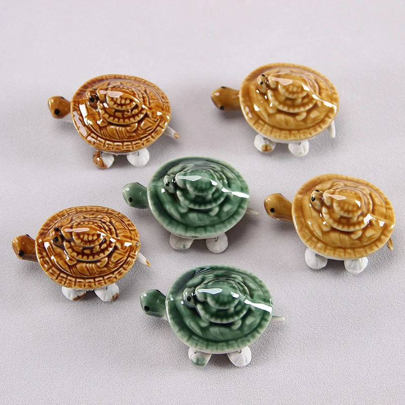 

5PCS Mini Ceramic Shake Head Small Turtle Pool Aquarium Landscape Decoration Household Desk Garden Ornaments Crafts Gift New