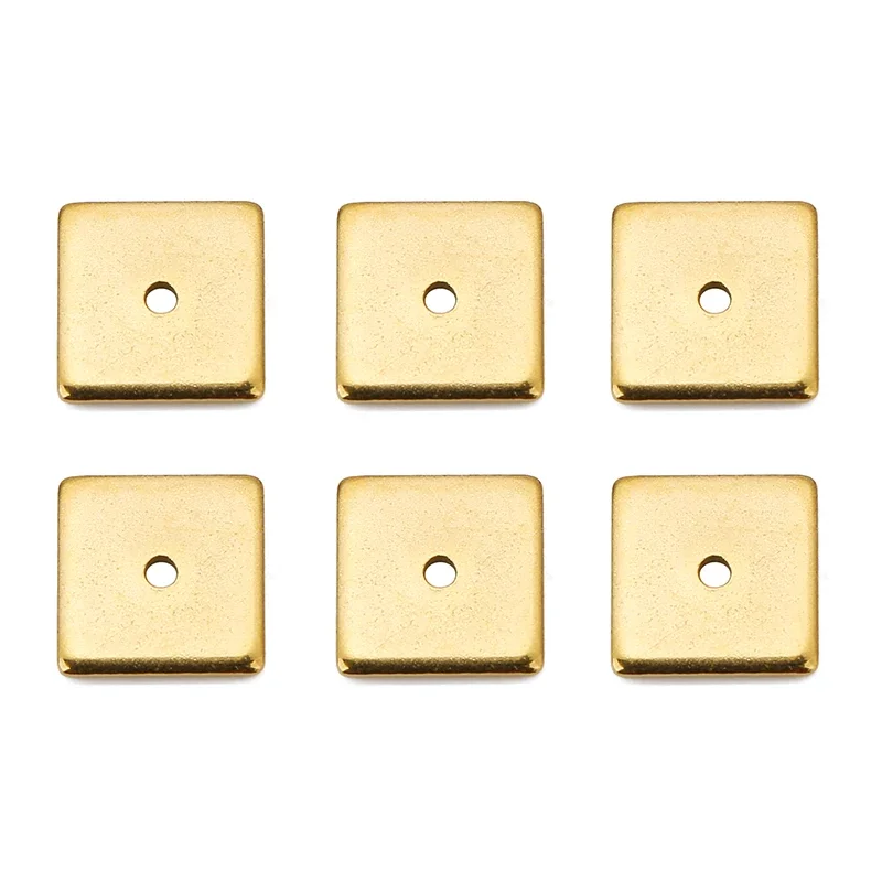 50pcs 4/5/6/8mm Gold Stainless Steel Square Flat Spacer Beads Loose Beads for DIY Bracelets Jewelry Making Supplies Accessories