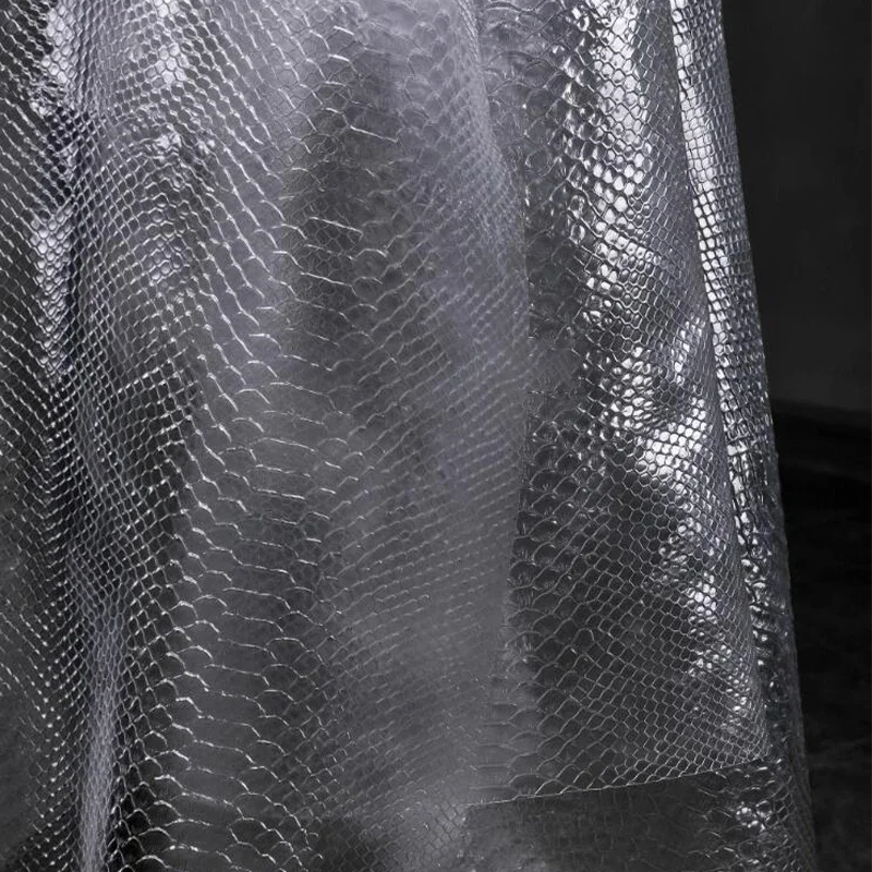 Transparent/Frosted TPU Waterproof Fabric Snake Skin Pattern Tarp Creative Bottoming Shirt Skirt Clothing Fabric for DIY Sewing