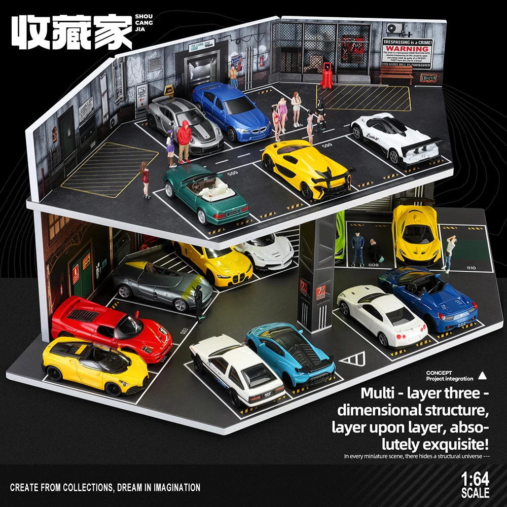 1/64スケールのアメリカンスタイルの駐車場ジオラマモデル用 - Car Accessories Toy のレビューと価格