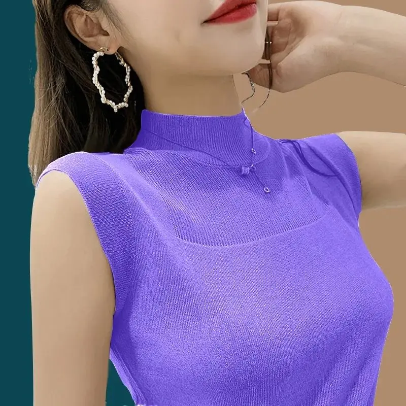 Fashion O-Neck Solid Color Hollow Out T-Shirt Women\'s Clothing 2023 Summer New Casual Pullovers All-match Sleeveless Tee Shirt