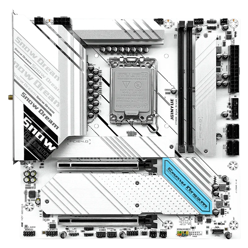 

High Quality JGINYUE Z790M Snow Dream DDR5 PC Lga1700 Socket Gaming Motherboard With High Speed 2.5G&WIFI Interface