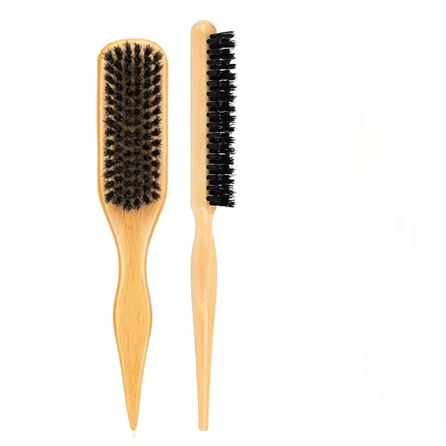 Wooden Boar Bristle Hair Brush Set, 3Pcs