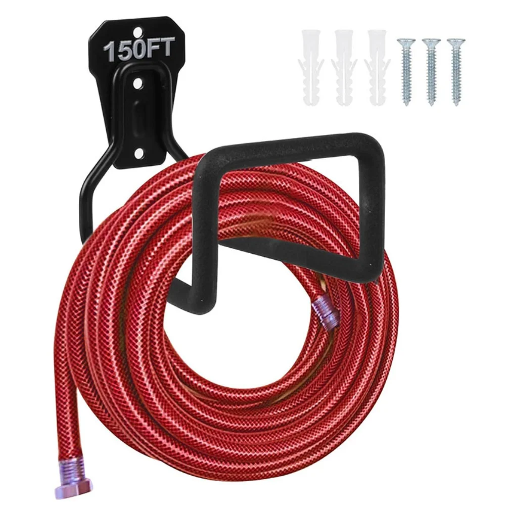 Iron Wall Mount Garden Hose Holder for Outdoor Use - Space Efficient Organizer for Water Hoses and Extension Cords